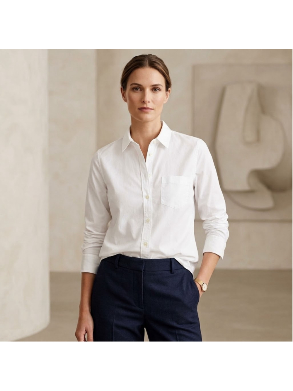 J.CREW FACTORY Button-Up Cotton Poplin Shirt Signature Fit Style AL501 Preppy M